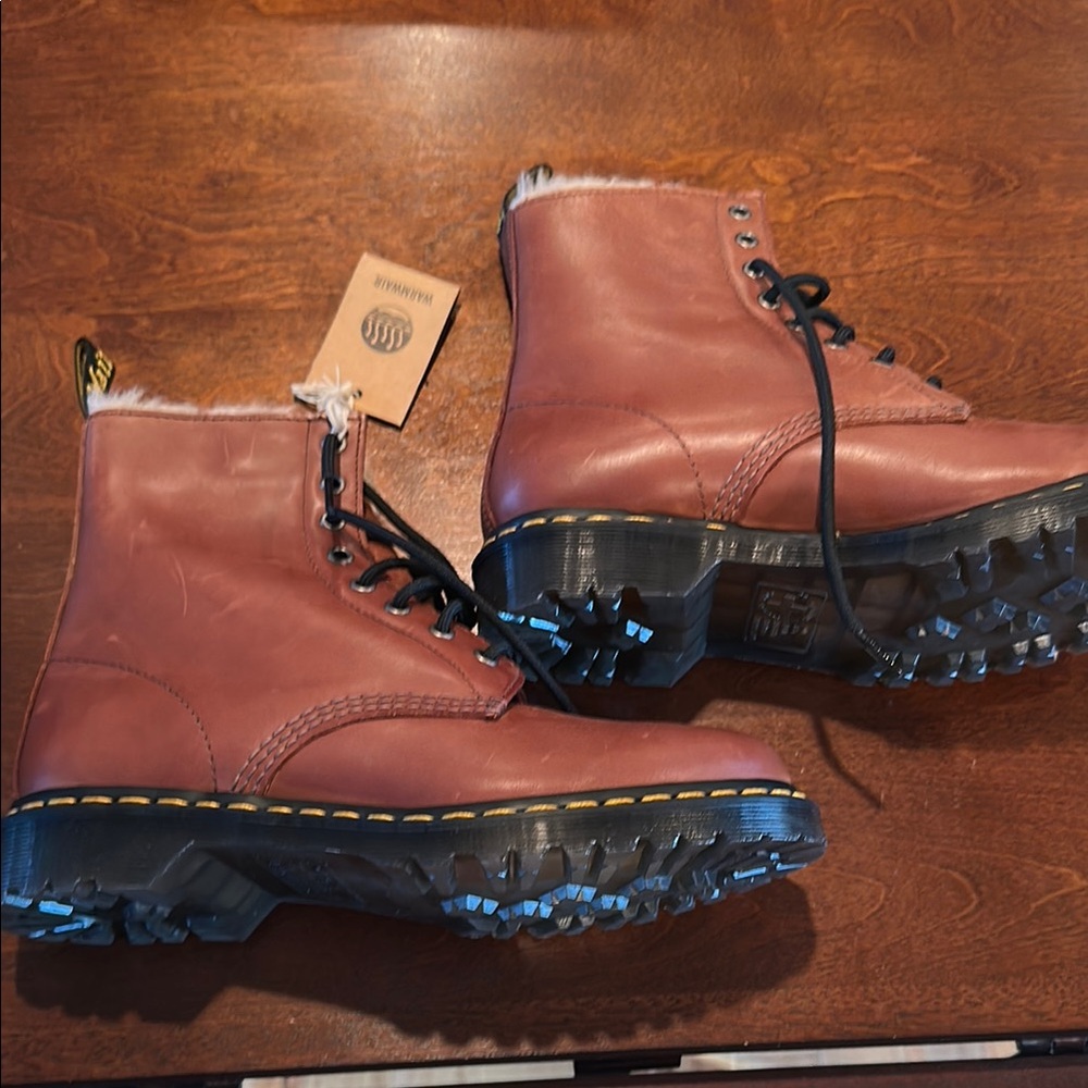 Dr. Martens Brown Leather Combat Boots with Air-Cushioned Sole - Picture 5 of 13